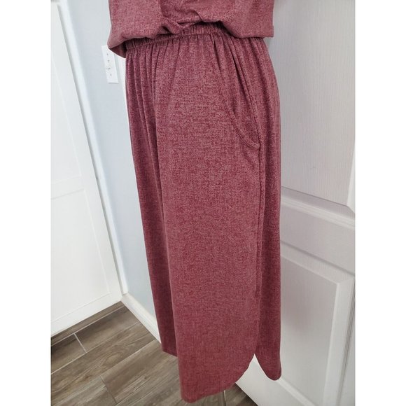 Lularoe Casual Signaturesoft Midi Criss-cross Dress With Pockets In Plum Size S - Picture 8 of 9